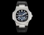 Patek Philippe Nautilus ladies Cal.240PS 40mm Black Leather Strap Blue Dial Watch